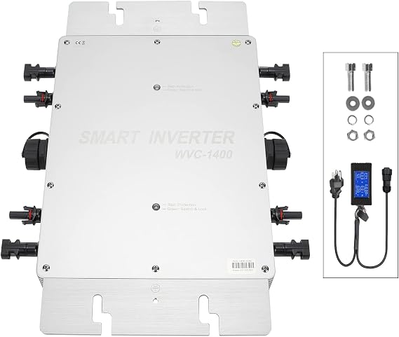1400W Solar Grid Tie Inverter Microinverter Waterproof Self Cooling 120V/110VAC Output Mirco Inverter Automatic Identification Power Inverters