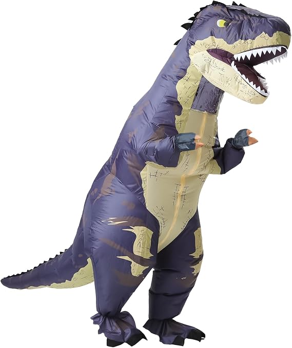 MXoSUM Blow up Dinosaur Costume Adult Inflatable Dinosaur Costume Suit Funny T- rex Costume Outfit Halloween Party Dino Suit