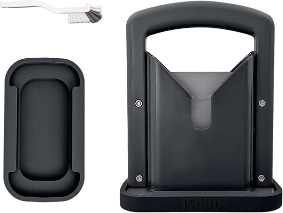 ISOKO Bagel Slicer - Premium Stainless Steel Bagel cutter, with Smooth Guillotine and Non-Slip Silicone Base for Perfect Slices Every Time for the better bagel experience. Black
