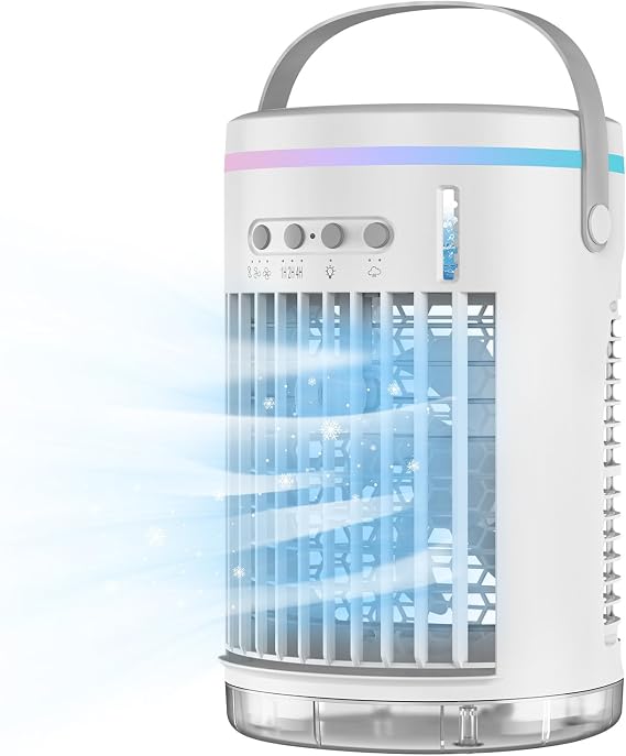 Portable Air Conditioners,4-in-1 Portable Fan,1400ml Mini Air Conditioner Air Cooler Fan with 3 Speeds & 1-4H Timer, Cooling Fans That Blow Cold Air for Bedroom Room Office Desk