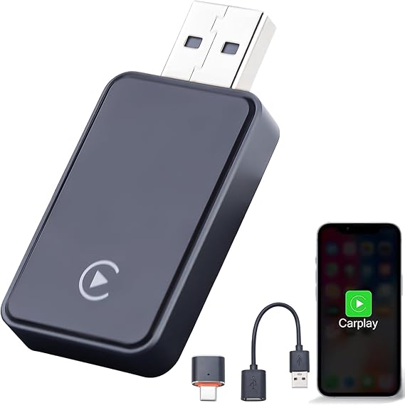 Wireless CarPlay Adapter UK (2025 Upgrade),Converts Factory Wired CarPlay to Wireless Dongle Compatible with iPhone iOS 10&amp; Cars from 2017, Plug and Play No Latency-Mini &amp; Sleek