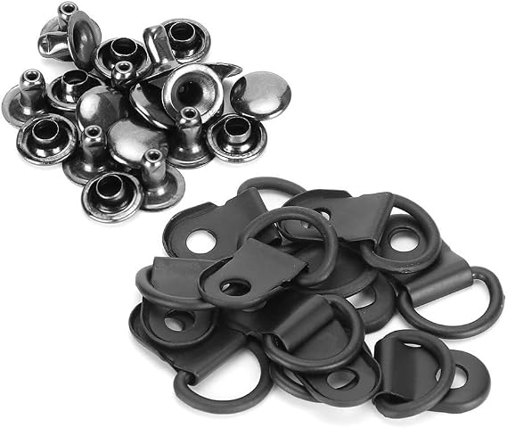 Pssopp D-Ring Eyelet Buckle Set, 100 Pieces Matte Black Shoelace Hooks, Mounting Clips for Camping, Hiking, Climbing, Shoe Repair