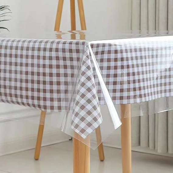 Clear PVC Table Protector, Rectangle Transparent Table Protect Cover PE Tablecloths Protector Waterproof Oil-Proof, Transparent Tablcloth for Indoor Outdoor(Clear-100x100cm)