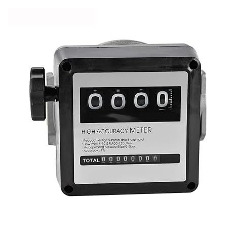 FM-120 4 Digital Gasoline Fuel Petrol Oil Flow Meter, 20-120L/Min for Fuel Oil Flow Sensor Counter Gasoline Meter Display -Water Hose Meter