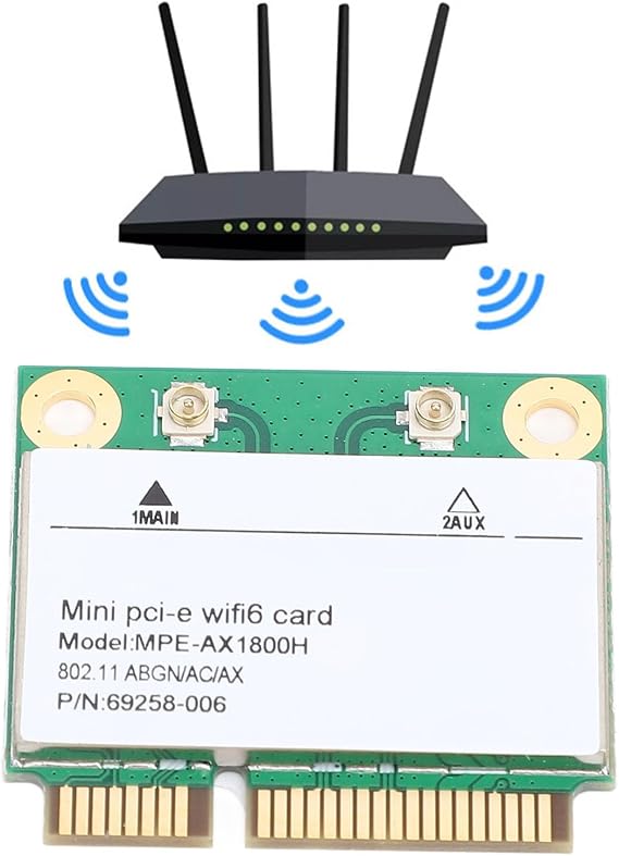 MPE AX1800H Mini PCIe WiFi 6 Card with Bluetooth 5.2, RTL8852BE Chip, 1800Mbps Dual Band (574Mbps 2.4GHz + 1200Mbps 5GHz) for Android Linux PC Desktop Laptop