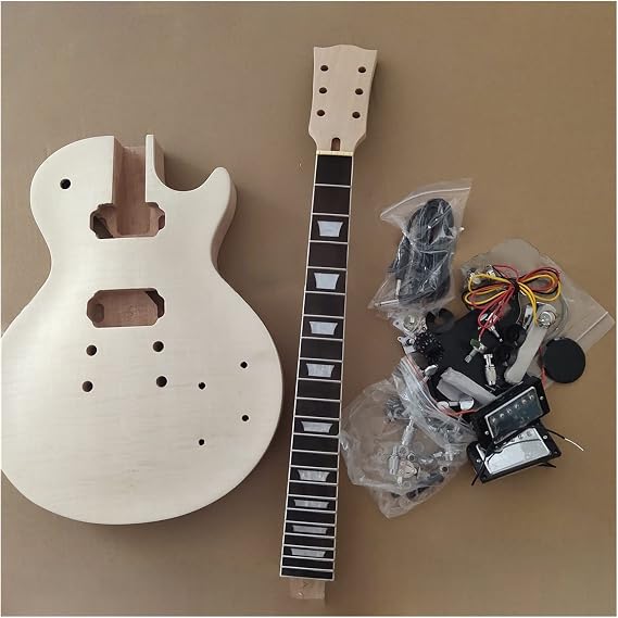 professional Electric Guitar Kits Unfinished Electric Guitar Neck And Black Mahogany Body Rosewood Neck Guitar Kit DIY All Parts Electric Guitar Kits