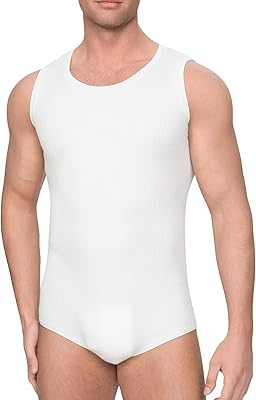 Landofgenie Mens Basic Onesie Sleeveless Crewneck Bodysuit Snap Crotch Romper