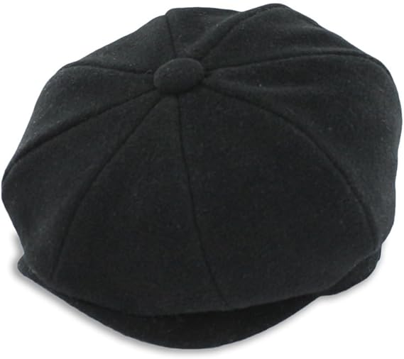 Belfry Groby Mens Soft Wool Newsboy Cap in 4 Sizes and 5 Colors (Medium, Black)