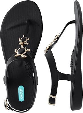 Oka-B Women's Carson Tess Gold Sea Turtle Thong T-Strap Sandal