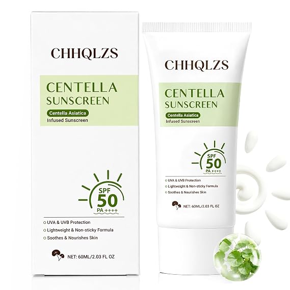 Centella Sunscreen SPF 50+ Lightweight, Non-Sticky Face & Body Sun Protection with Centella Asiatica for Soothing & Nourishing Skin - 60ml/2.03oz