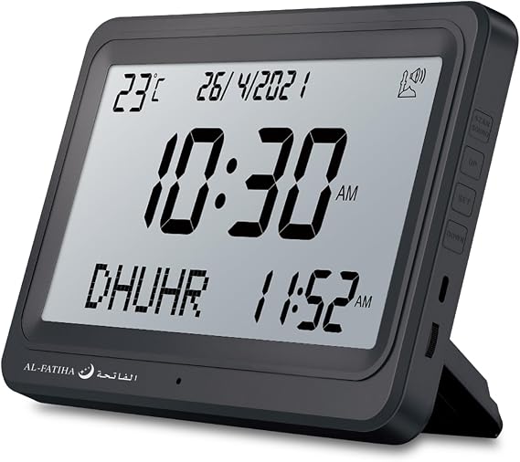 Azan Clock, Automatic Worldwide Digital 8 Azan Prayer Sounds Muslim Prayer Clock for USA Home Decor (Black)