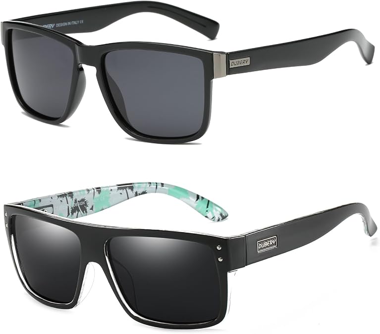 DUBERY Vintage Polarized Sunglasses D518+Wide Frame Rectangular Polarized Sunglasses D912
