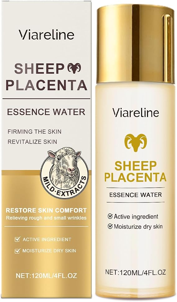 Sheep Placenta Essence Water Toner, Skin Firming and Moisturizing, with Sodium Hyaluronate and Niacinamide, 4 fl oz