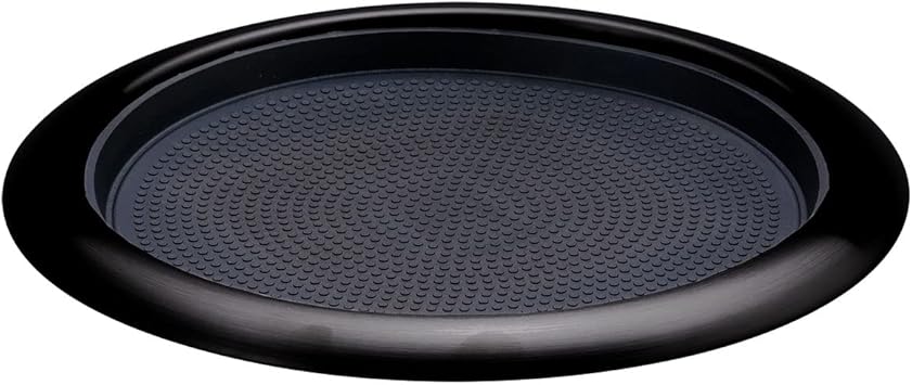 Service Ideas TR119RIBX Tray with Removable Insert, 9" Round, Stainless Steel, Black Onyx