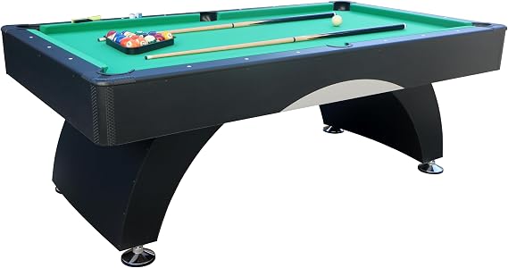 Billiard Table, 7 FT Pool Table with Balls, Cues, Chalk, Brush and Triangle, Pool Table Set for Family Game Room, Adult Rrec Room, Basements, Man cave or Garage (Black)