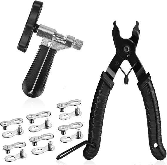 Bike Chain Repair Tool Kit with Link Pliers, Chain Breaker Splitter and 6 Pairs Missing Links for Shimano, SRAM and KMC Compatible 7-11 Speed and Single Speed Bicycle Chains