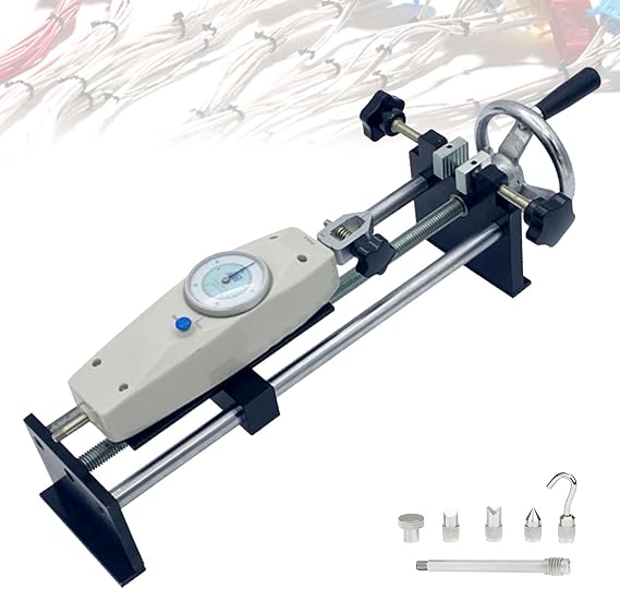 Digital Push-Pull Force Gauge Test Stand Combo, 230mm Travel Handwheel Operated Horizontal Tester for Tension Compression NK-100N
