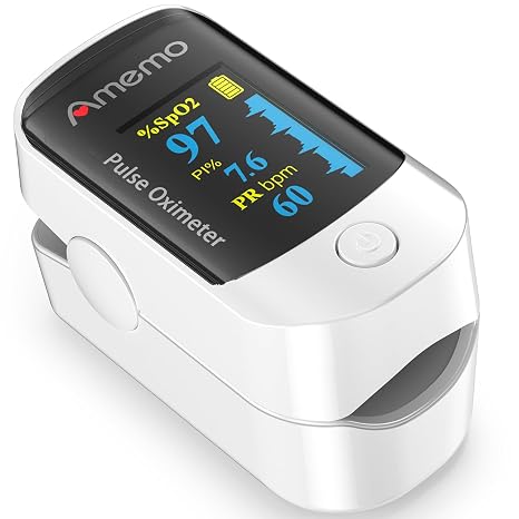 Pulse Oximeter, OLED Display Oxygen Monitor Fingertip, Blood Oxygen Saturation Monitor (SpO2) with Carrying Case, Batteries and Lanyard