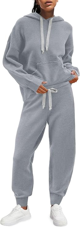 Panadila Womens Fuzzy Fleece Lounge Set Oversized Pajama Set | Two Piece Outfits, Long Sleeve Hoodie, Kangaroo Pocket and Drawstring Joggers with Pockets, Matching Fall Sweat Set