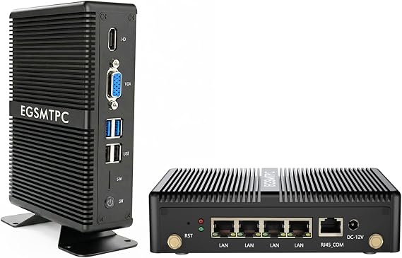 Firewall Mini PC, Intel J1900 4-Port i210 Router, 4GB RAM 64GB SSD