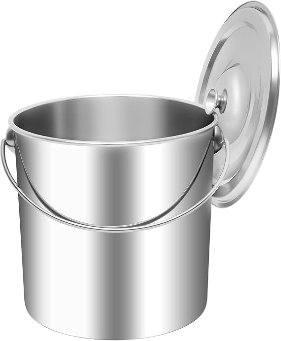 304 Stainless Steel Bucket with a Lid, 20l/17.6qt Capacity Stainless Steel Bucket with Handle Kitchen Food Safe Bucket Ice Bucket Kitchen Bucket