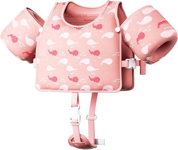 Toddler Swim Vest, Toddler Floaties Fit 13-33LBS, Swim Vest for Toddlers Learning to Swim, Puddle Kids Jumper with Adjustable Strap, Swim Jacket Arm Floaties for Baby Boys Girls 1-7 Years Old
