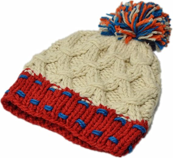 Handmade Knitted Pom Pom Mix Color Beanie Hat