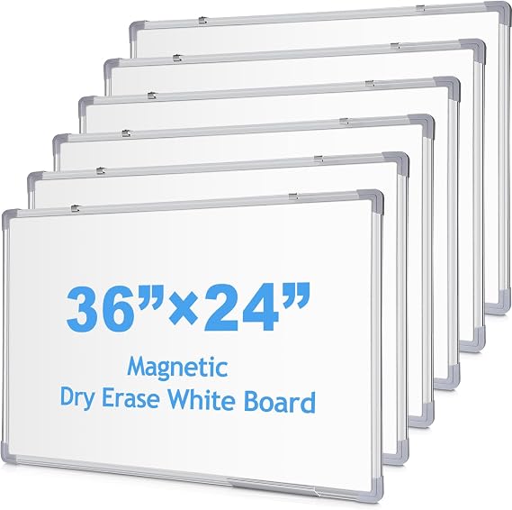 Tinlade 6 Pack Magnetic Dry Erase Whiteboard Message Presentation White Board White Board Dry Erase Aluminum Frame Hanging Whiteboard for Home Office(36 x 24 Inches)