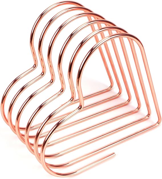 Desktop File Organizer Heart Shaped Magazine Holder Metal Newspaper Holder Magazine File Storage for Office Home Decoration Gifts Rose Gold(6 * 6 inches)
