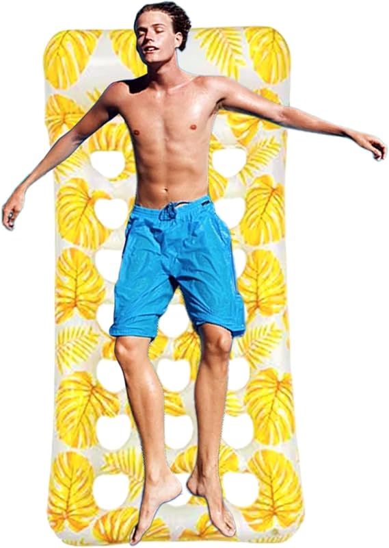 Float For Adults - Folable Water Bed Inflatable Lounge Raft - Sun Tanning Raft Bed For Men Women Swimming Pool Beach Party Water Activity