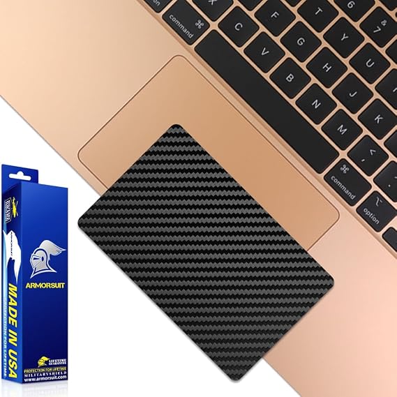 ArmorSuit MilitaryShield Black Carbon Fiber Skin Vinyl Wrap for Apple MacBook Air 13.3 2020 - TouchPad