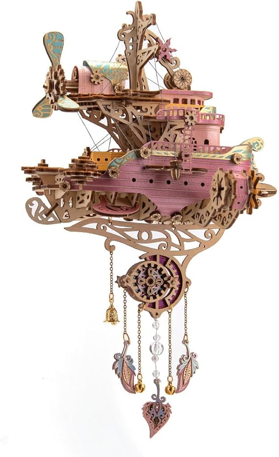 3D Wooden Puzzle Spaceship Model Kit to Build | Steampunk Flyship Puzzle for Adult 3D Jigsaw Puzzles Home Decor/Christmas Birthday Gifts/DIY Crafts