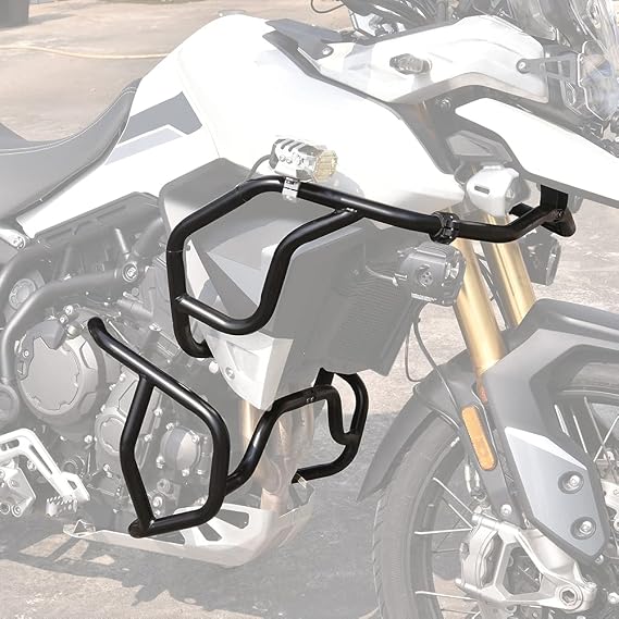 Fairing Highway Crash Bar Upper Lower Engine Guard Bumper Stunt Cage Frame Falling Protector for T-riumph Tiger 900 Rally/GT/PRO 2020 2021 2022 2023 Dual-Sport Motorcycle Parts (Black-One Set)
