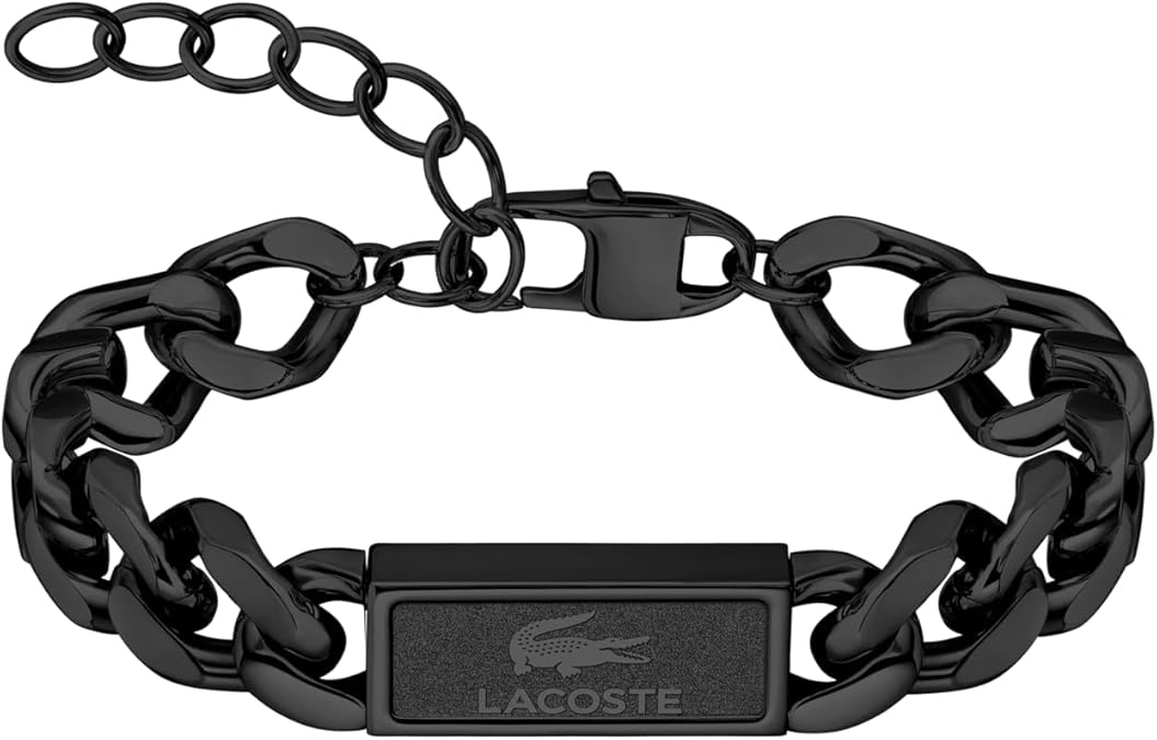 Lacoste Backhand Collection - Chain Bracelet for Men - Stainless Steel Jewelry - Adjustable Band - Modern Design, Fashion Accessory - Gift for Him