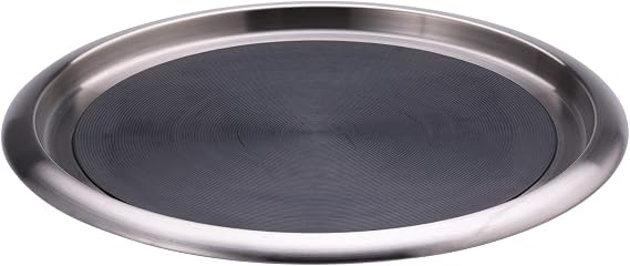 Service Ideas Tray, Built in Non-Slip Rubber Inserts, 14", Stainless Steel | TR1614SR with Molded Non-Slip Silcone on Top and Bottm, Dishwasher Safe, Brushed