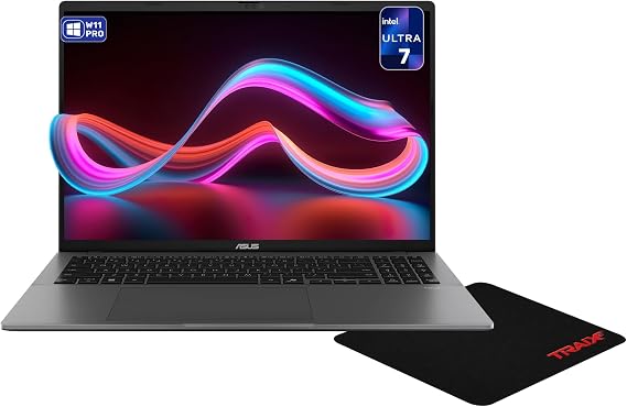ASUS Vivobook S16 Laptop, Intel Ultra 7-355, 16 GB DDR5 RAM, 1 TB PCIe SSD, 16" WUXGA (1920x1200) Touchscreen, Intel Graphics, Backlit Chiclet Keyboard, W11 Pro, Matte Gray + Traix Mousepad