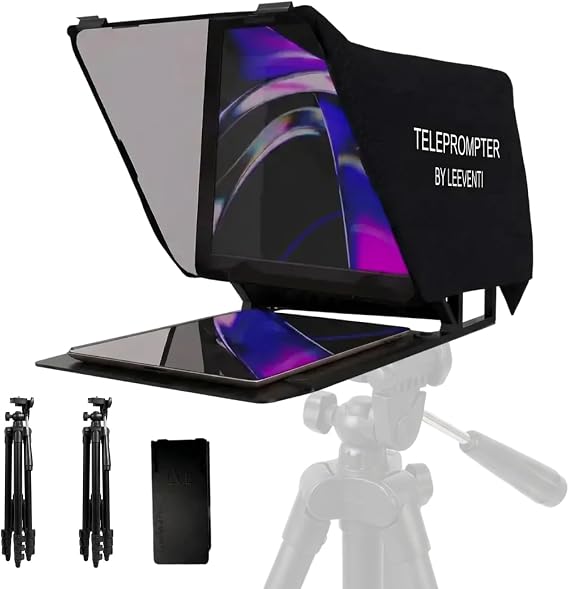 Teleprompter 6.0 with 2 Tripods, Compatible with iPad, Tablet, Smartphone & DSLR Camera, Remote or App Control Compatible with Android and iOS, Ideal for Video Recording and Streaming
