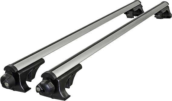 Apex Universal Aluminum Roof Cross Bars, Side Rail Mounted with Adjustable Knobs and Key-Locking Design, Fits Most Minivans, SUVs and Car Roof Rails