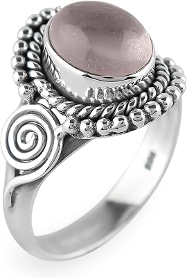 925 Sterling Silver Designer Ring | Natural Gemstones & Plain Stones | Handmade Bohemian Jewelry| Healing Crystals | Birthday Elegant Promise Victorian Ring Christmas Gift for Women
