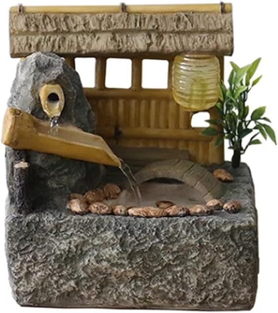 GLigeT Tabletop Fountain Rural Rockery, Flowing Water Decoration, Circular Fountain, Water View, Living Room, Home, Tabletop Water Dispenser Tabletop Water Fountain