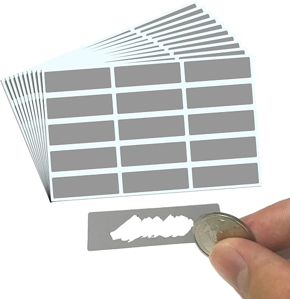 150 Pieces, 48 x 15 mm, Scratch Off Stickers Labels Grey Rectangle | Scratch off sticker, scratch sticker