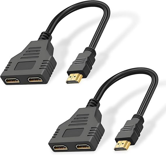 Flylin 2Pcs HDMI Cable Splitter 1 in 2 Out HDMI Adapter Cable | 1080P Version 1.4 Supports Dual Port Switch, for HDMI Male to Dual HDMI Female Adapter