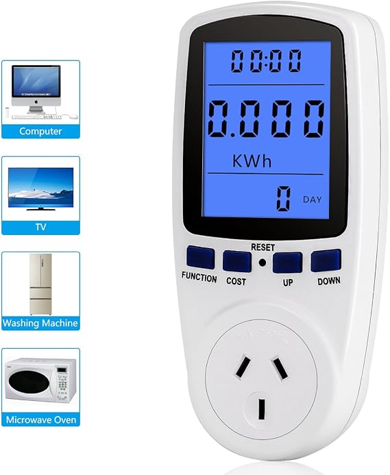 Summer Enjoyment Electricity Usage Monitor, Watt Electrical Usage Monitor Power Meter Plug Home Energy Watt Volt Amps KWH Consumption Analyzer for Energy Saving