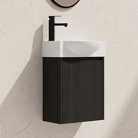 16" Floating Bathroom Vanity with Sink, Small Vanities, Black