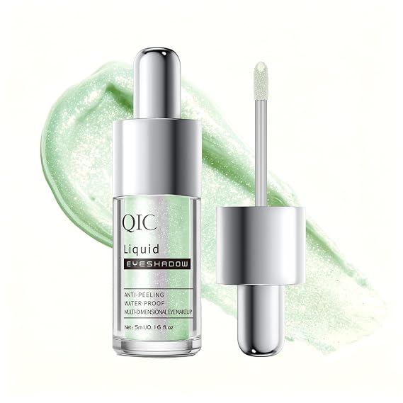 QIC Liquid Glitter Eyeshadow, Metallic & Shimmer Finish, Long Lasting, Non-Creasing, Smudge-proof, Lightweight Formula Liquid Eyeshadow for All Skin Tones, Buildable Color (08 Mint Green)