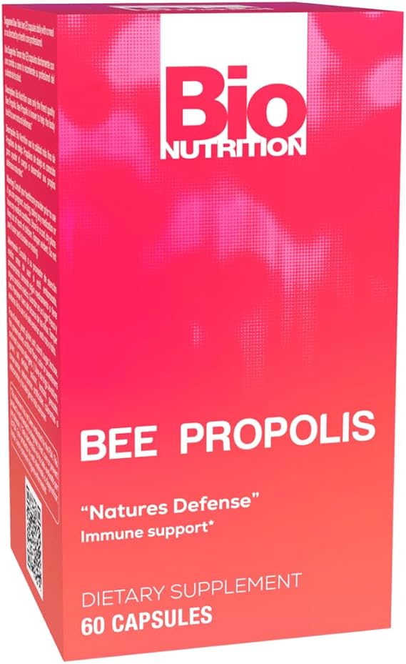 Bio Nutrition Bee Propolis, Natural Defense Immune Support Supplement Capsules 1000 mg, 60 Count
