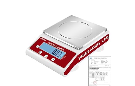 Fristaden Lab Scale | 2000 g x 0.01 g | Calibration Certificate | USA Company - Digital Lab Balance with Professional Load Cell, Metal Support Structure and Thorough Calibration - Scientific Scale