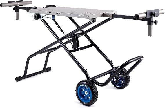 EVOLUTION MCSSTAND | Mitering Chop Saw Stand with Powerlift Assist | Heavy-Duty Steel Frame | All-Terrain Wheels | Compatible S14MCS, S355MCS, S355CPSL, S14CPS, S15CPS | Gas-Strut Lift