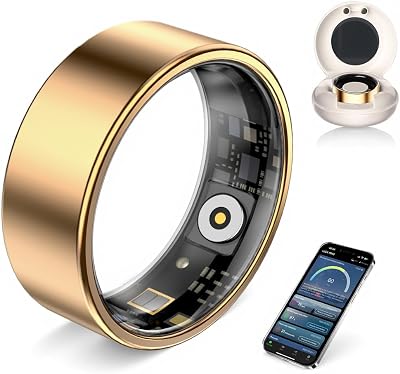 AI Smart Ring for Women Men - Sleep Tracker Ring with Heart Rate, Blood Oxygen, 10ATM Waterproof Fitness Ring, Step Counter & GPS Activity Fitness Tracker,7-Day Battery for iOSAndroid Gold, 9