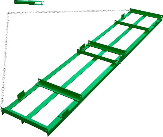YITAMOTOR 8FT Heavy Duty Drag Harrow for ATV UTV with 6FT Chain | Yard Drag and Driveway Grader for Gravel, Lawn Leveling Tool, Green Rust-Resistant Coating